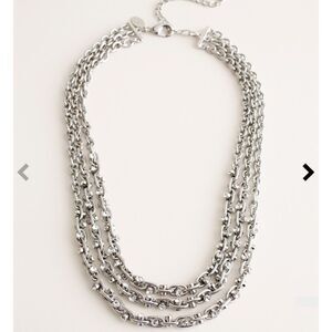 Chico’s Silvertone Chain-Detail Multi Strand Necklace
